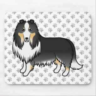 Mousepad Tricolor Collie Cute Cartoon Cão e Patas