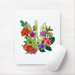 Mousepad tridente tryzub da heráldica ucraniana flores flor