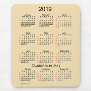 Mousepad Trigo 2019 calendário de 52 semanas por Janz
