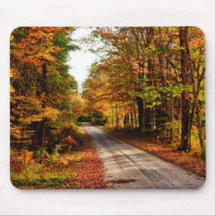 Mousepad Trilha de madeira com folhagem de outono