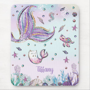 Mousepad Trilha Sereia Whimsical Sob O Mar Rainbow Coral