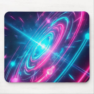 Mousepad Trilhas de Luz da Galáxia Neon Cyberpunk Brilhante