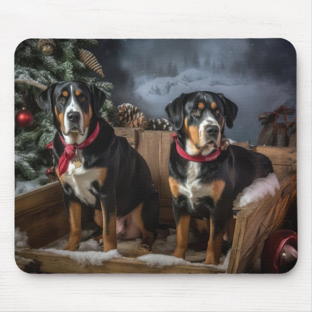 Mousepad Trineiro Suíço Maior Trenó Nevado Natal  (Frente)