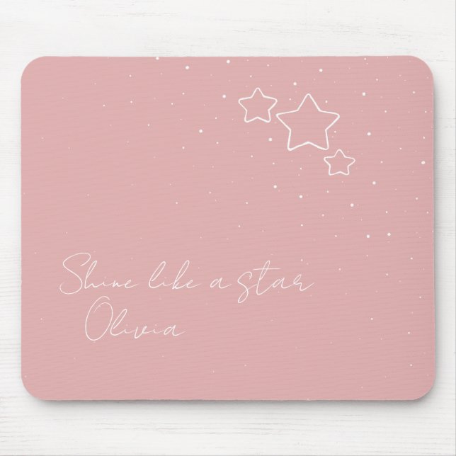 Mousepad Trio de Estrelas a Rosa e Branco com mensagem e no (Frente)