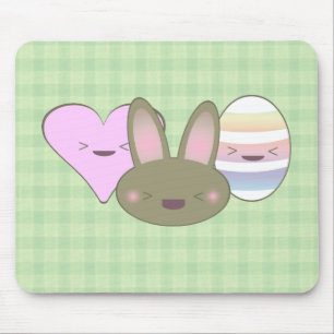 MOUSEPAD TRIO DE PÁSCOA KAWAII COELHO OVO DE CHOCOLATE CORA