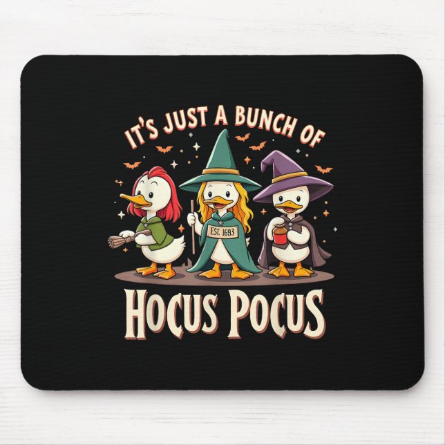 Mousepad Trio de Pato Fofo Bruxaria Foco Pocus Magia de Hal (Frente)
