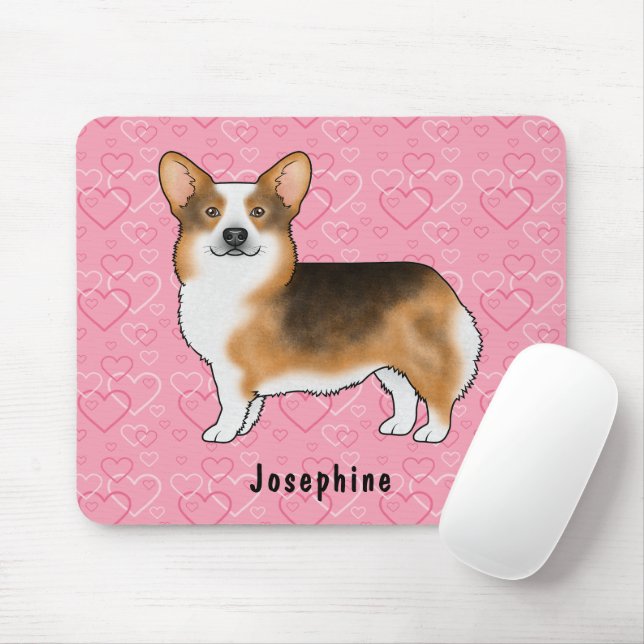 Mousepad Tripla Vermelha Tripla Pembroke Welsh Corgi Hearts (Com mouse)