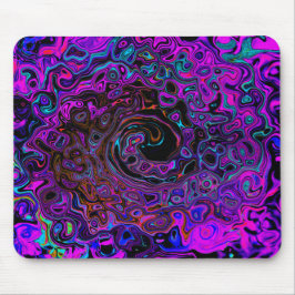 Mousepad Trippy Black and Magenta Retro Liquid Swirl