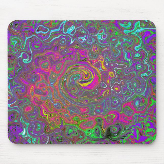 Mousepad Trippy Hot Pink Abstrato Retro Liquid Swirl (Frente)