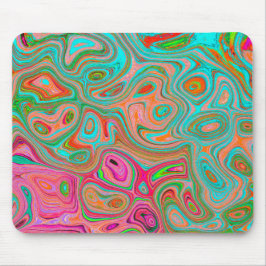 Mousepad Trippy Retro Orange e Aqua Groovy Abstrato Art