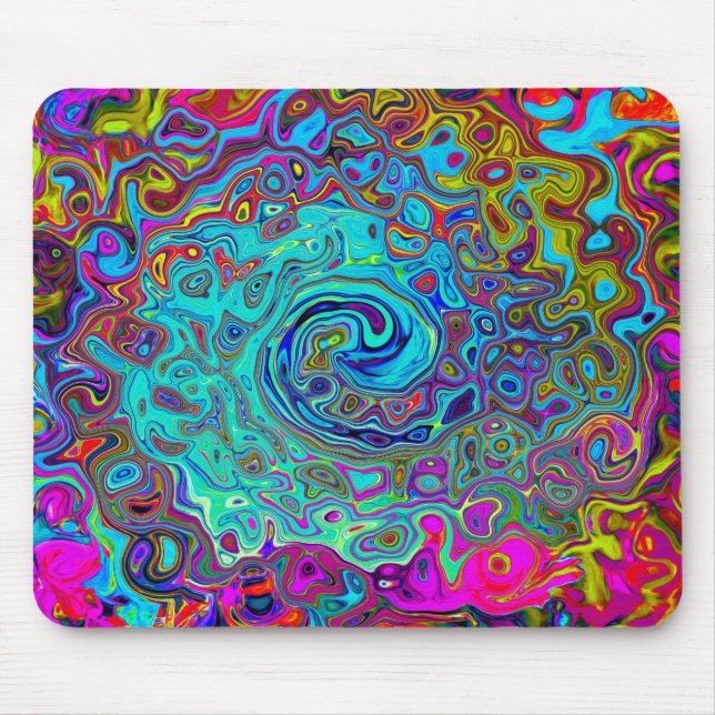Mousepad Trippy Sky Blue Abstrato Retro Liquid Swirl (Frente)