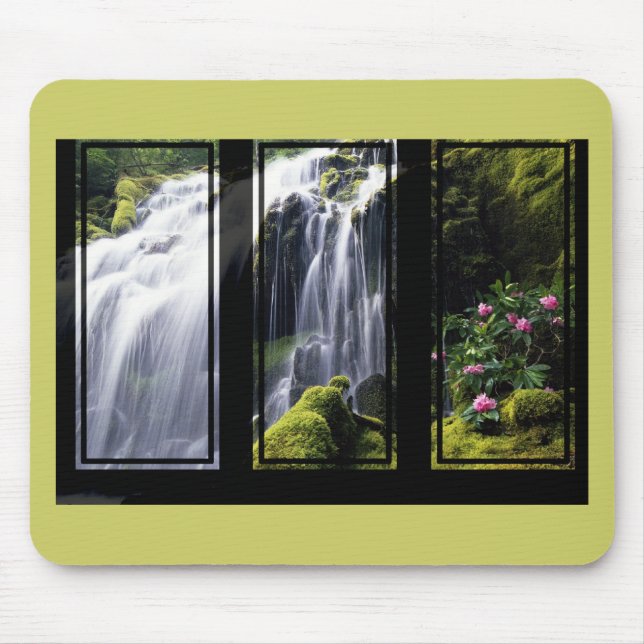 Mousepad Tríptico de Cachoeira na Selva Arte Digital (Frente)