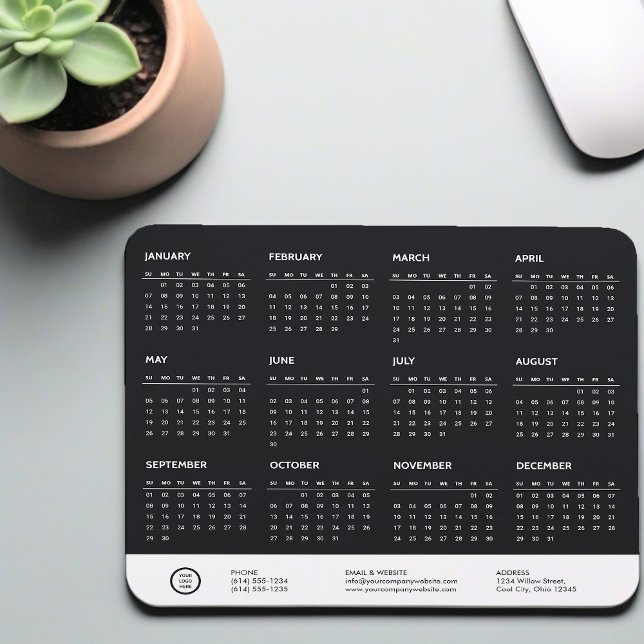 Mousepad Troca de logotipo da empresa no Calendário 2024 Pr (Calendar Mousepad)