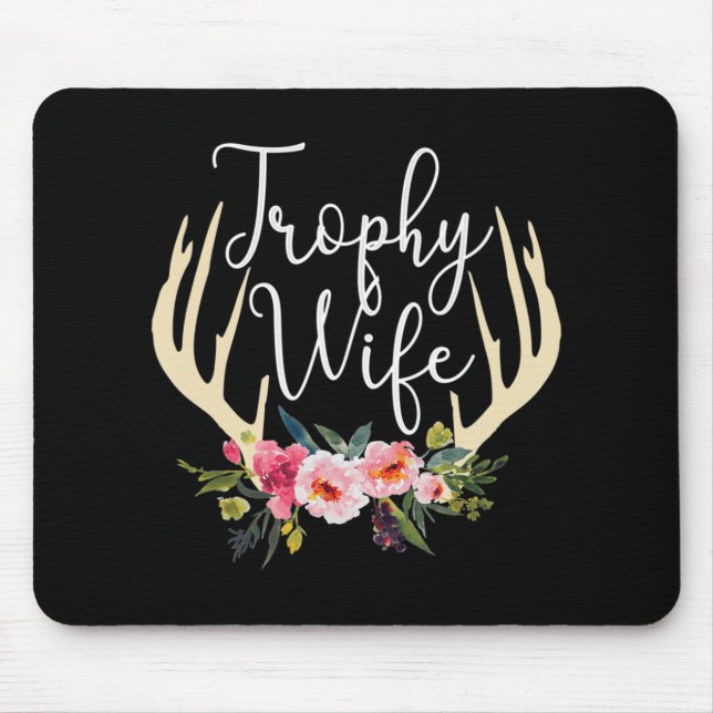 Mousepad Troféu Esposa Cute Deer Antlers Flores Esposa (Frente)