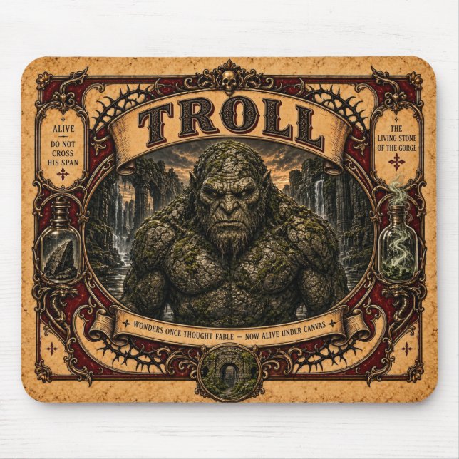 Mousepad Troll, Monstro de Circo Vintage (Frente)