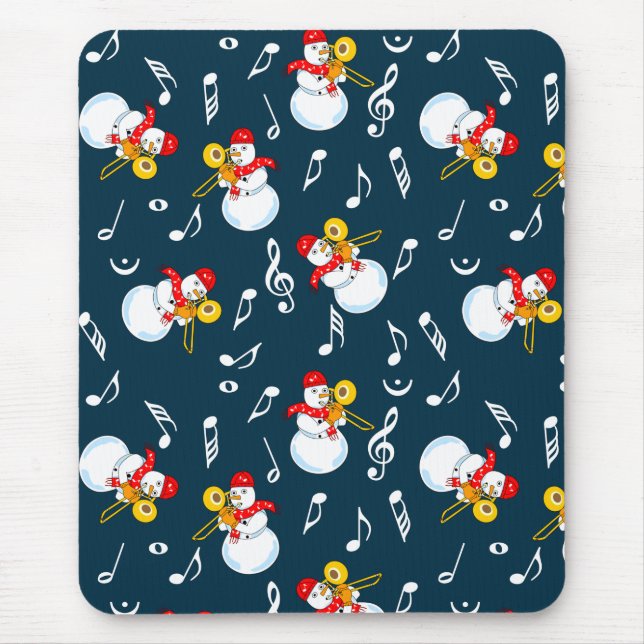 Mousepad Trombone Snowman Music Notes Padrão (Frente)
