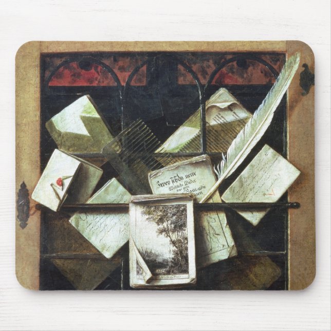 Mousepad Trompe - l ' oeil com letras e cadernos, 1665 (Frente)