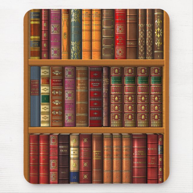 Mousepad Trompe l'oeil "Biblioteca Francesa". (Frente)