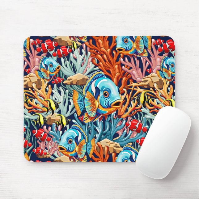 Mousepad Tropical Fish Colorful Summer Vibes (Com mouse)