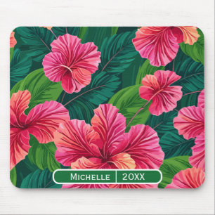 Mousepad Tropical Hawaii Hibiscus Palm Deixa Arte Moderna