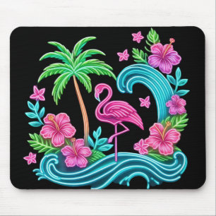 Mousepad Tropical Neon Flamingo