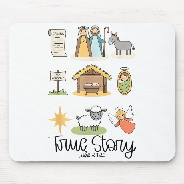 Mousepad True Story Jesus Nativity Christian Christmas  (Frente)