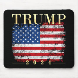 Mousepad Trump 2024 Elegante Dourada Vintage Flag Americano