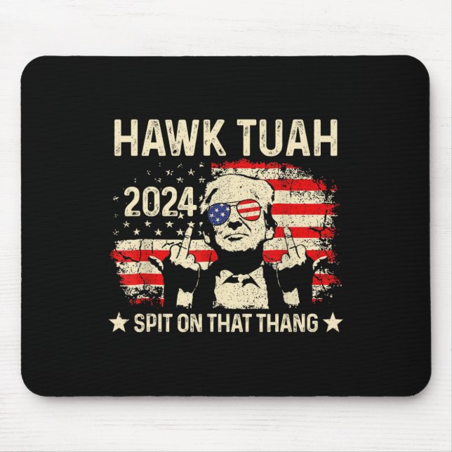 Mousepad Trump 2024 Flag Funny Hawk Tush Middle Finger 24 V (Frente)