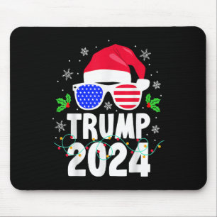 Mousepad Trump 2024 Santa Hat Xmas Luz de Natal Engraçado