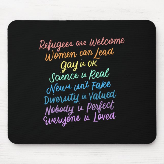 Mousepad Trump Diversity Science Refugiados amam mulheres d (Frente)