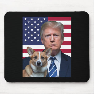 Mousepad Trump E Pembroke Welsh Corgi Dog Usa Flag Electi