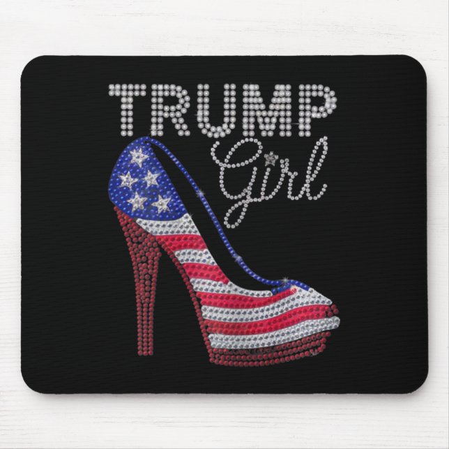 Mousepad Trump Girl Stilettos High Heel American Flag Bling (Frente)