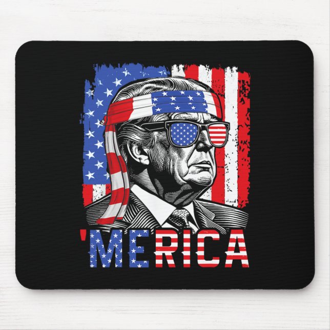 Mousepad Trump Happy 4 De Julho, Funny American Flag Usa (Frente)