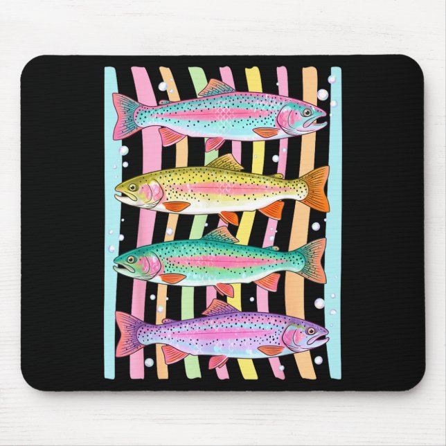Mousepad Truta arco-íris de listras pesca exterior peixe ve (Frente)