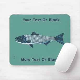 Mousepad Truta de Arte Folclórica Azul/Salmão