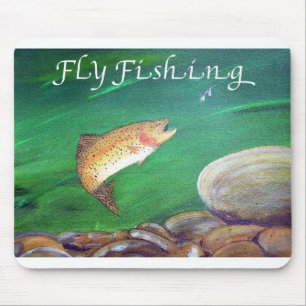 Mousepad Truta De Pesca De Voo Salmão/Truta Arco-Íris Prese