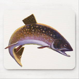 Mousepad Truta-de-riacho, Peixe, Pesca Esportiva Vintage Pe