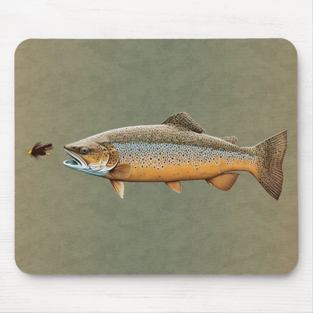 Mousepad Truta marrom de pesca com mosca (Frente)