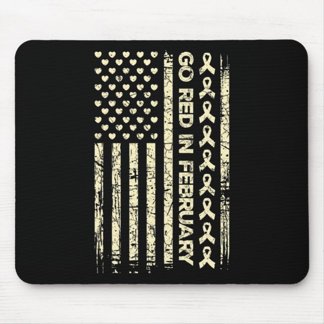 Mousepad Tu Red Ribbon Heart Disease Awarness Dott America (Frente)