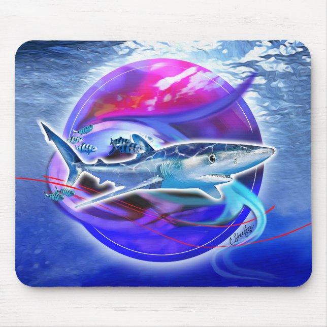 Mousepad Tubarão Azul e Peixe Piloto (Frente)