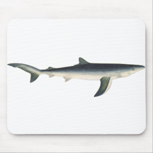 Mousepad Tubarão Azul Vintage, Vida Marinha do Oceano Aquát