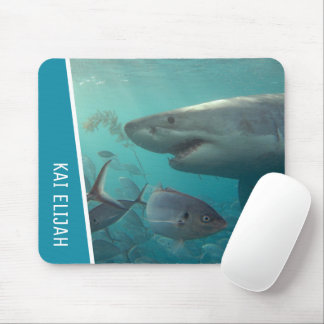 Mousepad Tubarão Branco excelente Com Peixe Submarino Perso