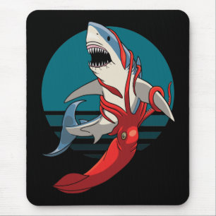 Mousepad Tubarão branco excelente e lula gigante