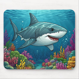 Mousepad Tubarão nadando nas profundezas do oceano