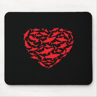 Mousepad Tubarões do Dia dos Namorados Coração Amante de An