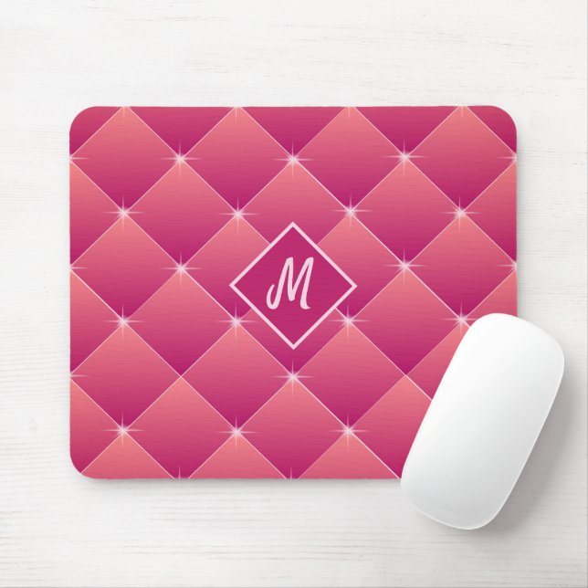 Mousepad Tubo Espumante do Monograma Rosa e Púrpura (Com mouse)