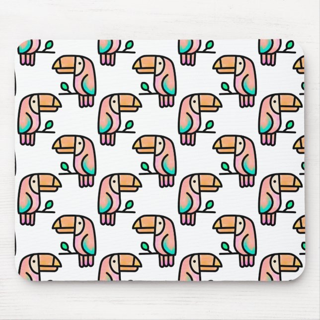 Mousepad tucano passarinho da selva padrão desenho animado  (Frente)