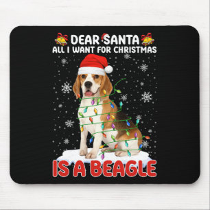 Mousepad Tudo O Que Eu Quero No Natal É Beagle Santa Hat Do
