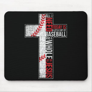 Mousepad Tudo Que Preciso É Beisebol E Jesus Cristo Cruz Cr