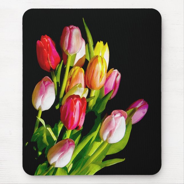 Mousepad Tulip Painting - Arte Flor Original (Frente)